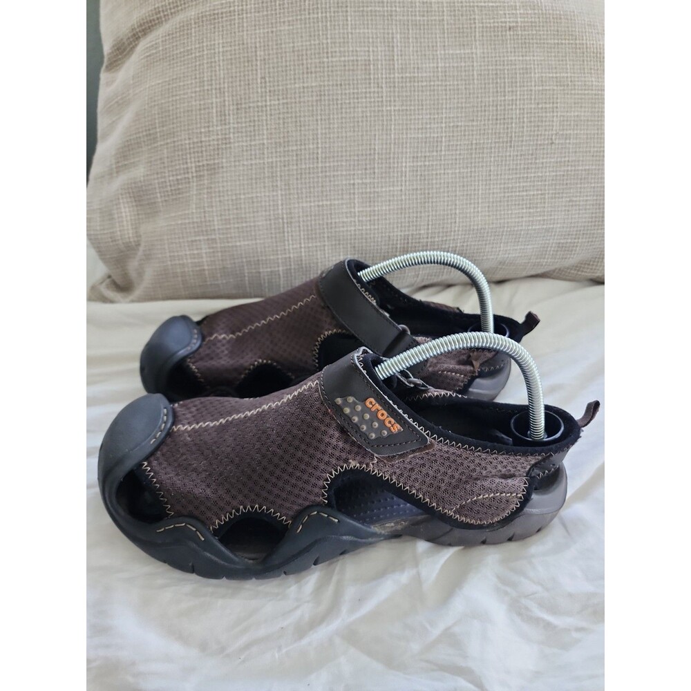 CROCS Swiftwater Mesh Fisherman Sandals Water Shoes Mens Size M 10 Brown 15041